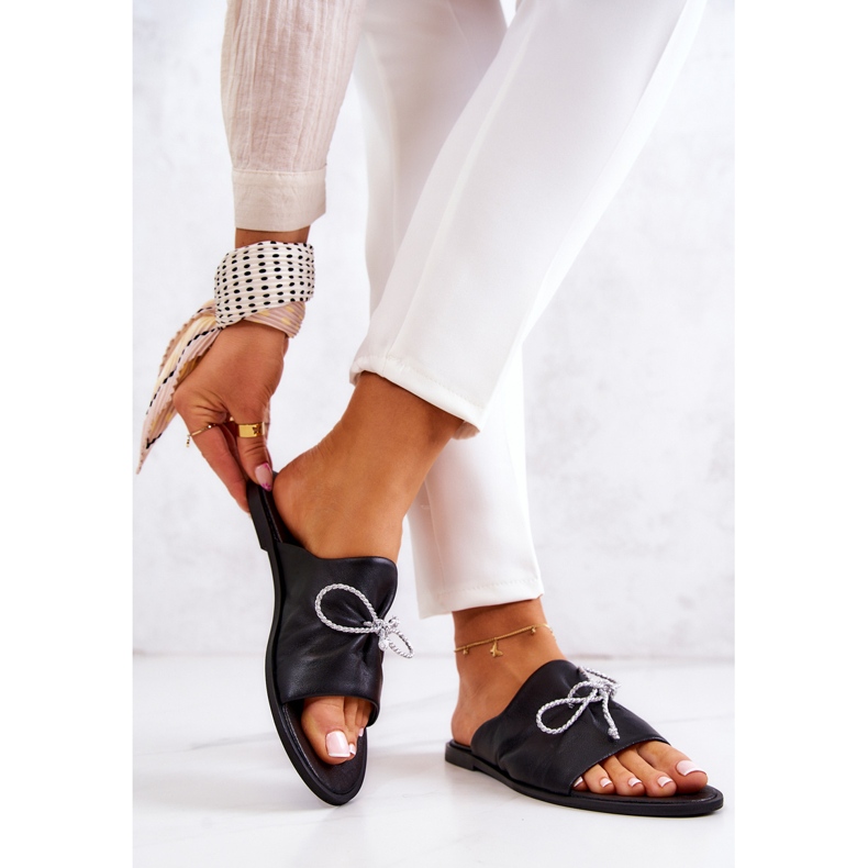 Bőr női papucs Nicole 2659/001 fekete 2