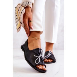 Bőr női balerinák Nicole 2660/001 fekete 1