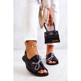 Bőr női balerinák Nicole 2660/001 fekete 2