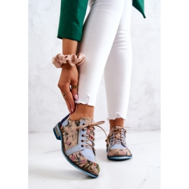 Virágos női bőrcipő Maciejka 5096A-34 kék sokszínű 1