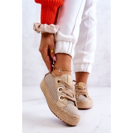 Női fonott tornacipő Big Star JJ274392 bézs és arany színben 1