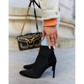 S.Barski Női csizma zoknival egy magassarkú fekete, tegnap este 2