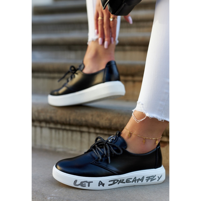 S.Barski Női bőr tornacipő fekete Carrey díszítéssel 1