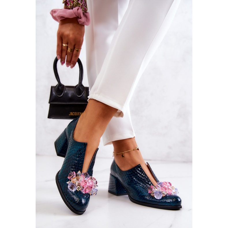 PA2 Bőr Brogues krokodil mintás zöld Delaver díszítéssel 2