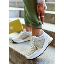 Vinceza Divatos sportcipők női tornacipők, fehér és arany Danielle 2