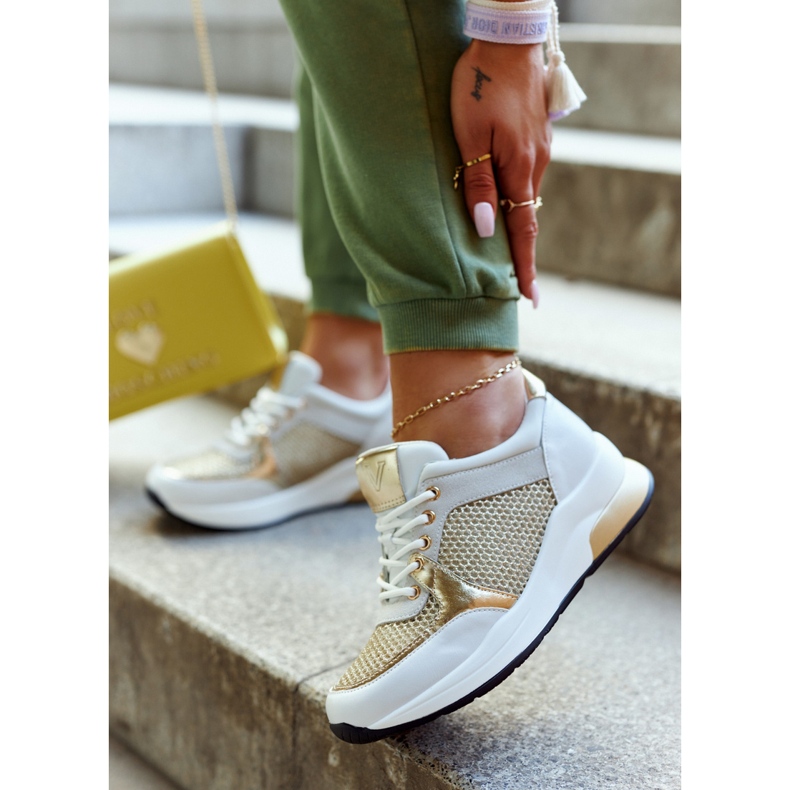 Vinceza Divatos sportcipők női tornacipők, fehér és arany Danielle 2