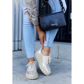 Lemar Bőr Brogues a bézs-arany hipnózis platformon aranysárga 2