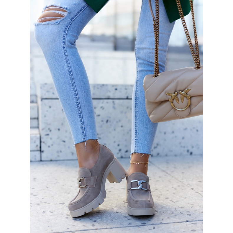 Lemar Elegáns cipő oszlopon, bézs Harmell díszítéssel 1