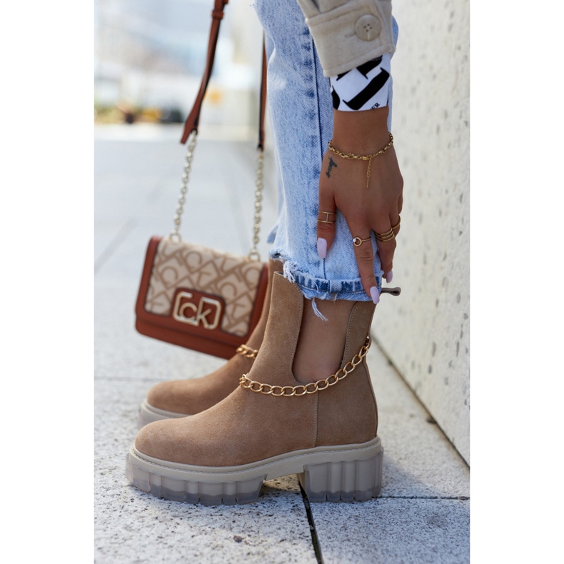 Divatos Velúr cipők Vágott Camel Forget Me barna 2