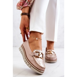 Lemar Női bőrcipők bézs színű Venesia platformon 1