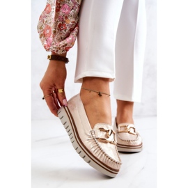 Lemar Női bőrcipők a Golden Venesia platformon aranysárga 1