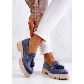 Női bőrcipő Fringes Maciejka 05497-17 Kék 2 Női bőrcipő Fringes Maciejka 05497-17 Kék 2