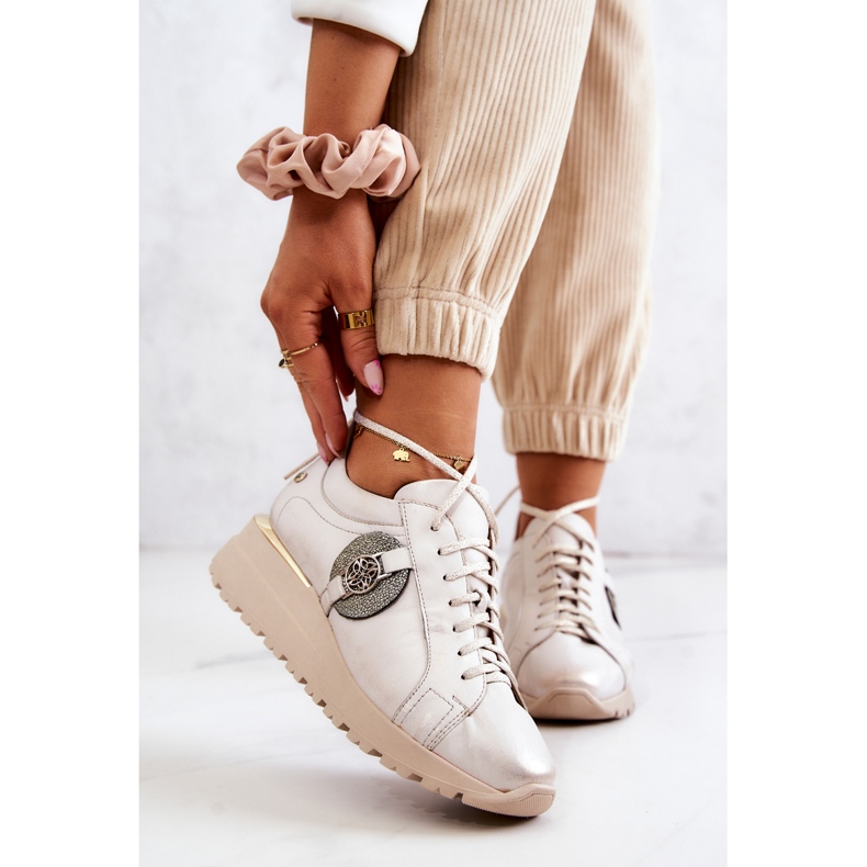 Bőr sportcipő Wedge Maciejka 05492-04 bézs 1