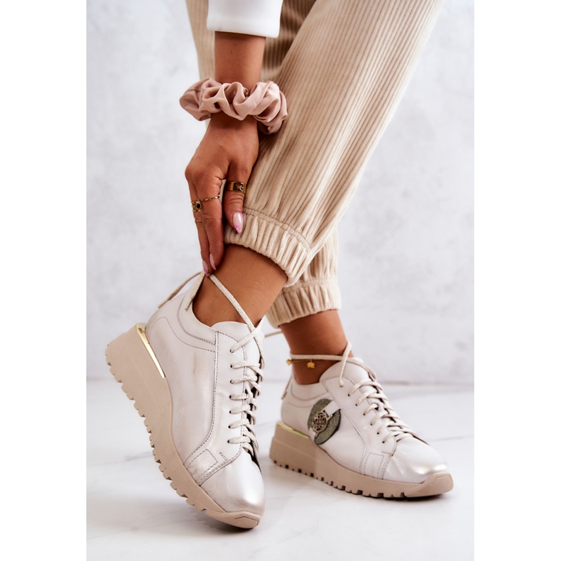 Bőr sportcipő Wedge Maciejka 05492-04 bézs 2