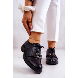 S.Barski Fekete larosa-dísszel megkötött bőrcipő 1