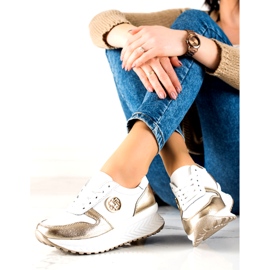 Női sportcipő megkötve Filippo DP3547 / 22 WH GO Fehér aranysárga 3