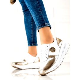 Női sportcipő megkötve Filippo DP3547 / 22 WH GO Fehér aranysárga 1