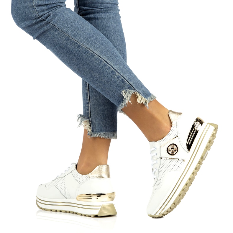 Bőr tornacipő Filippo DP3538 / 22 WH fehér 1