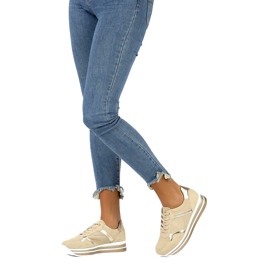 Bőr velúr tornacipő Filippo DP2004 / 21 BE bézs aranysárga 2