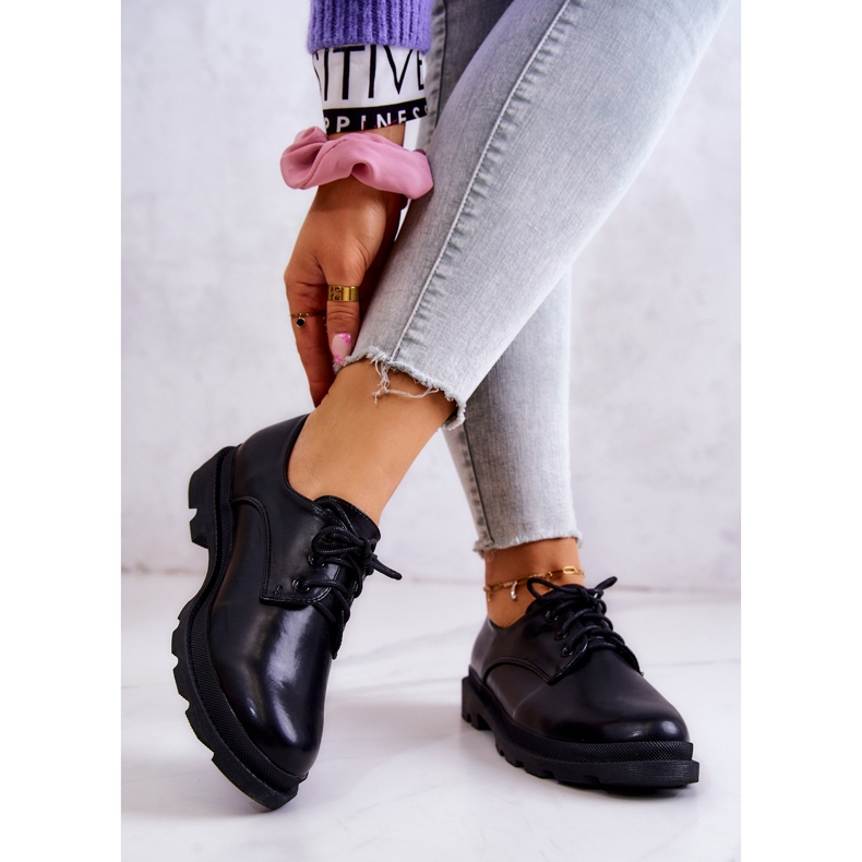 S.Barski Női klasszikus oxfordi cipők, fekete Colton 2