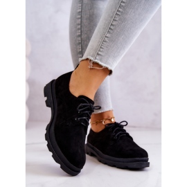 S.Barski Női oxfordi velúr klasszikus cipők, fekete Colton 2