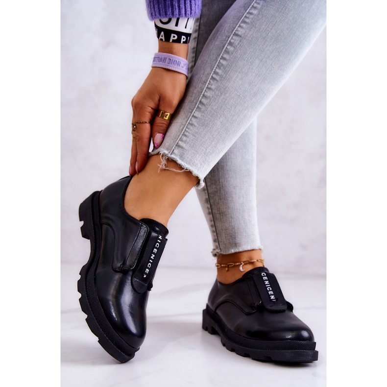 S.Barski Női bőr bebújós cipő Fekete Kirstee 2