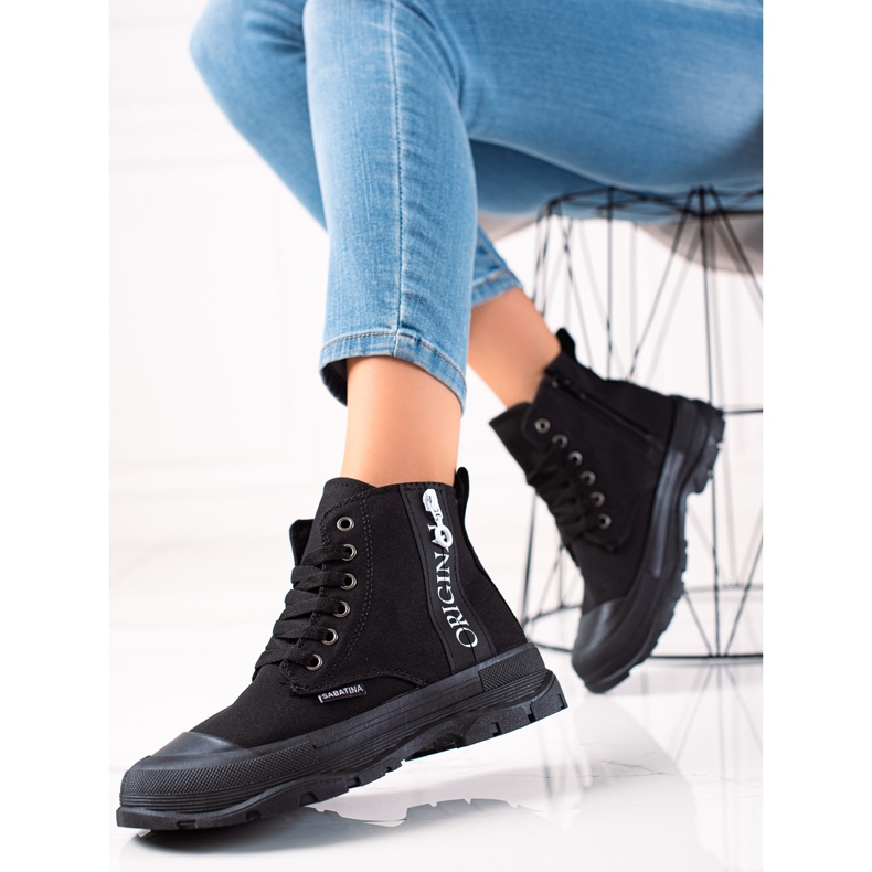 Sabatina Eredeti magas tornacipő fekete 1