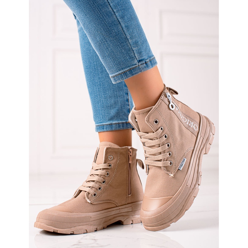 Sabatina Eredeti magas tornacipő bézs barna 1