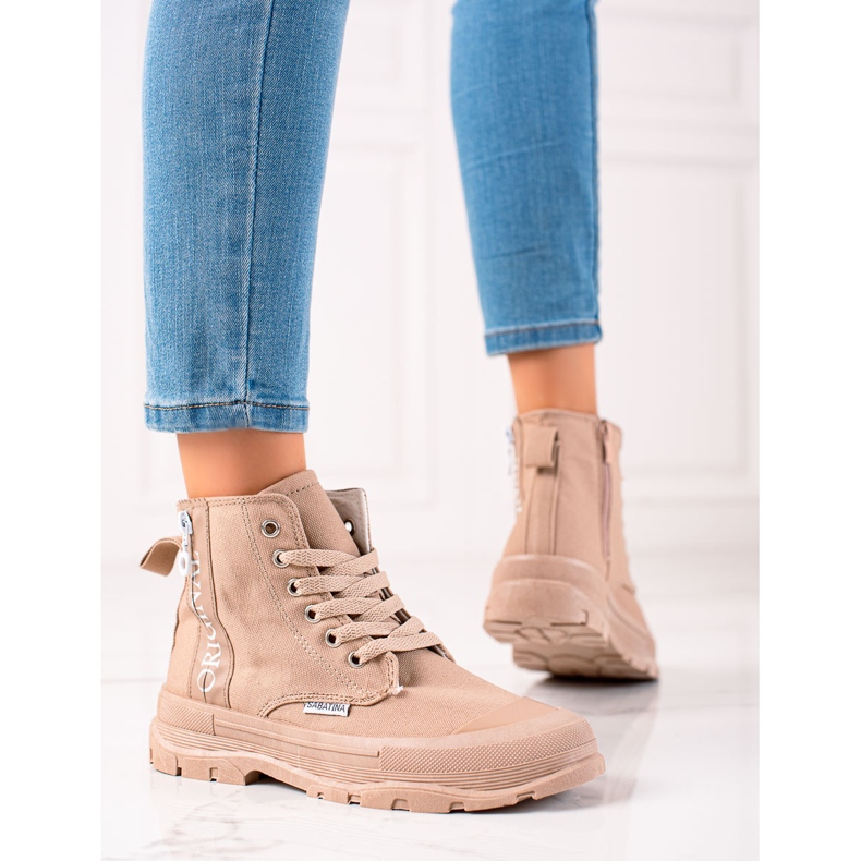 Sabatina Eredeti magas tornacipő bézs barna 2