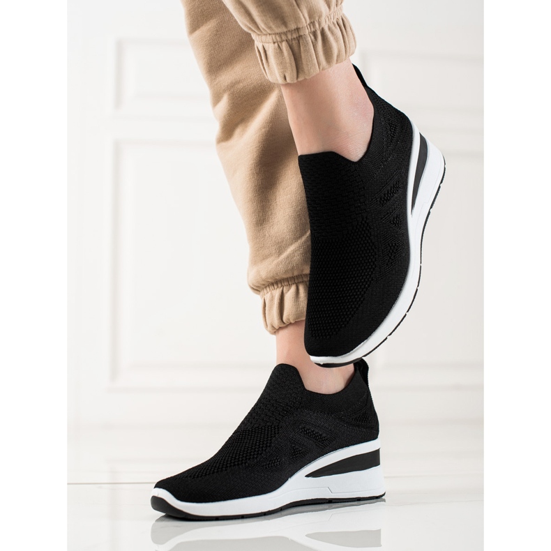 TRENDI Wedge Slip-On Cipők fekete 1