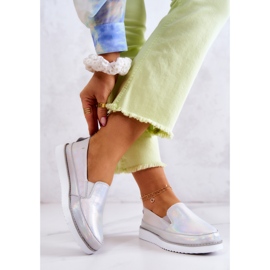 Női bőr tornacipő S.Barski Holografikus ezüst 2