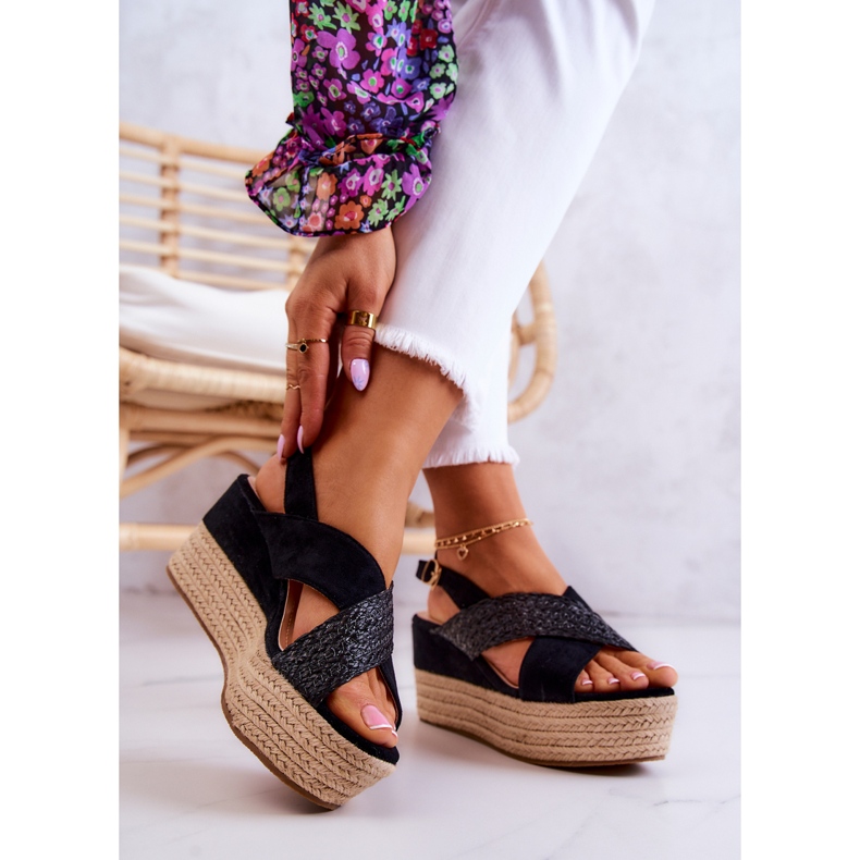 FW1 Női szandálok a Fekete Emalee Platformon 2