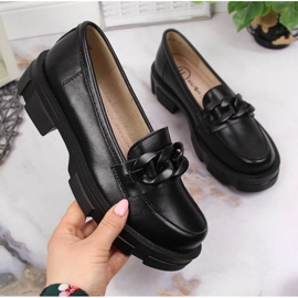 Bőr cipő lánccal Filippo W PAW252C fekete 1