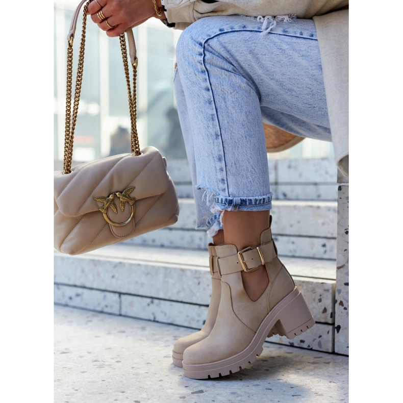 FE1 Kivágott bőrcipő Sötétbézs Rosanne 1