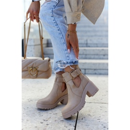 FE1 Kivágott bőrcipő Sötétbézs Rosanne 2