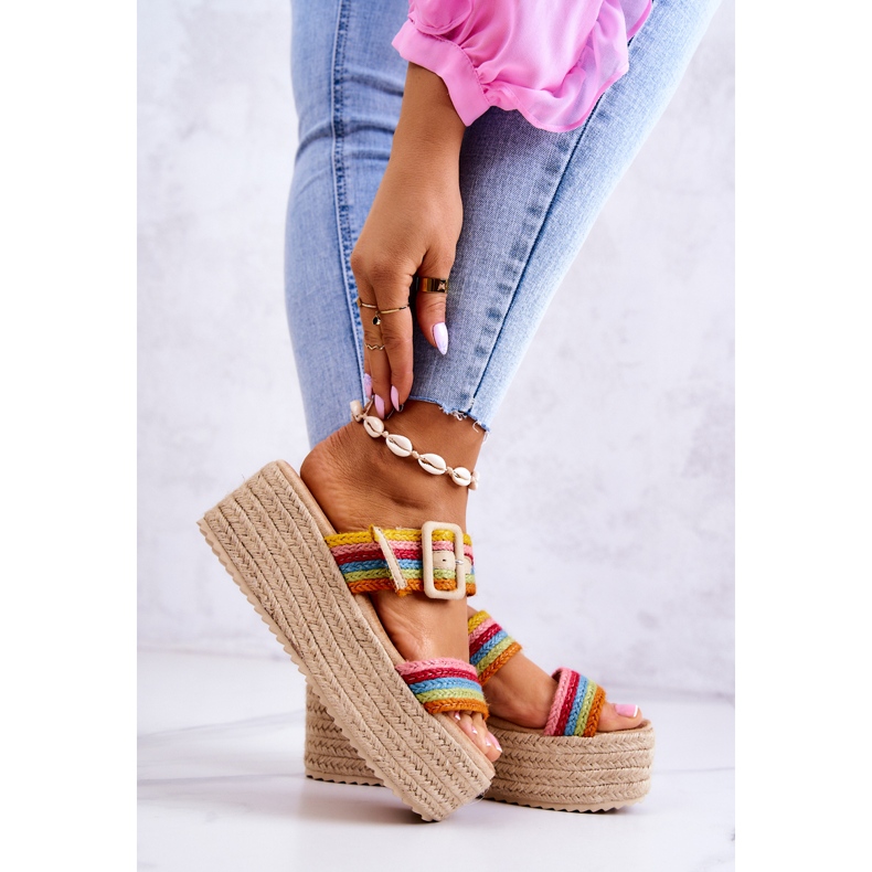 FJ1 Többszínű Lazare női papucs a platformon sokszínű 2