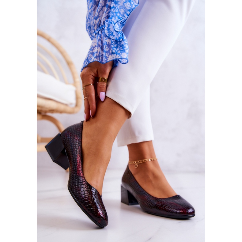 Sergio Leone Bőr kígyóbőr szivattyúk Burgundy Mesquite piros 2