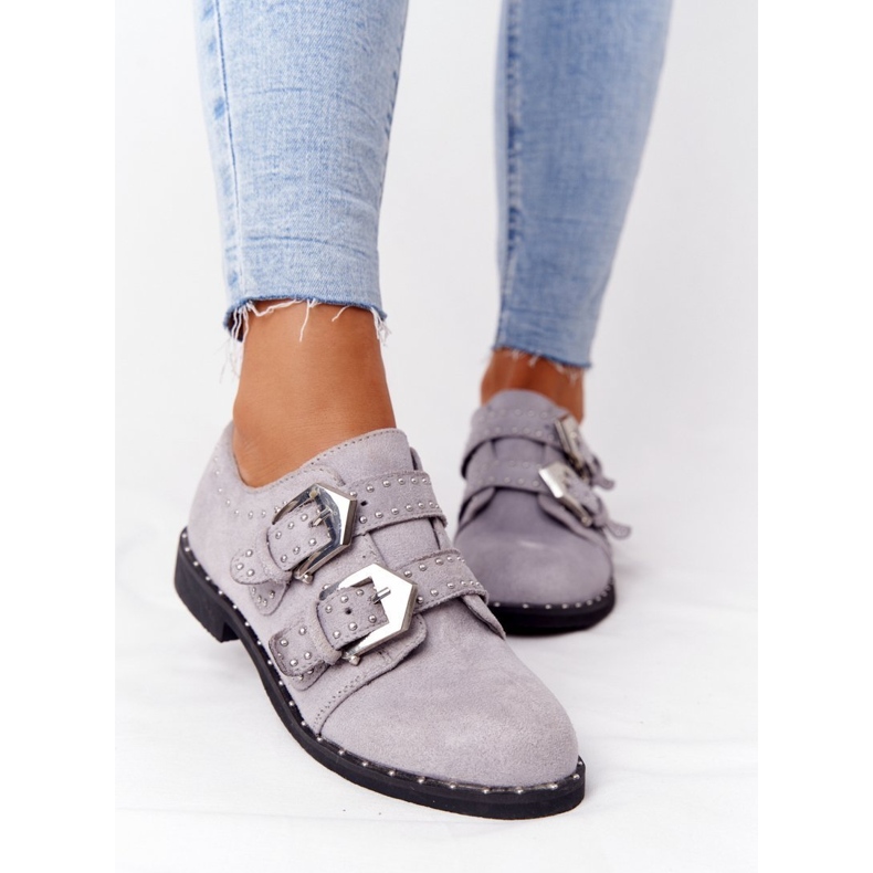 Női Brogues csatokkal Lu Boo Grey szürke 2