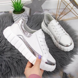 Bőr cipő az S. Barski W OLI161 platformon fehér 1