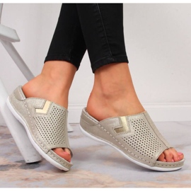 Bőr ékpapucs S. Barski W OLI163B arany aranysárga 2