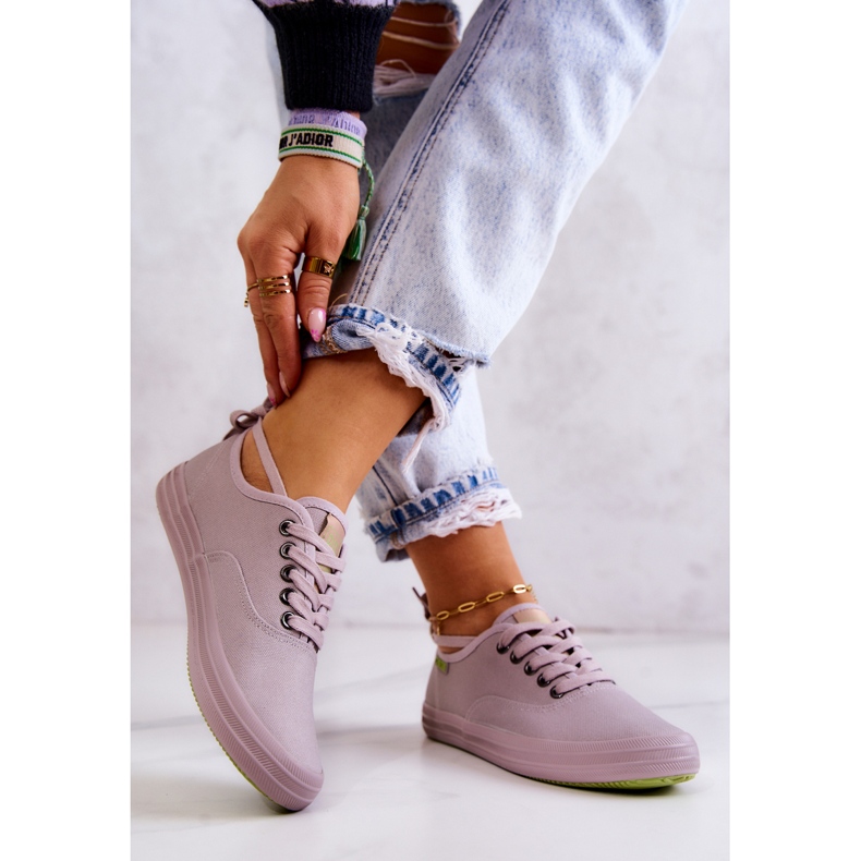 Világos női tornacipő Big Star JJ274264 szürke rózsaszín 2