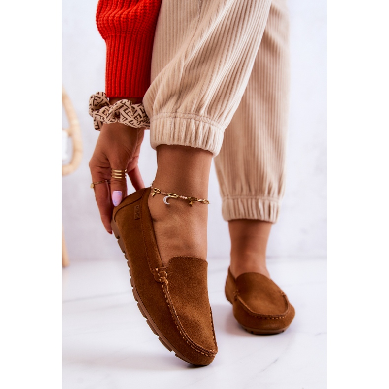 Női velúr cipők Big Star JJ274660 Camel barna 2