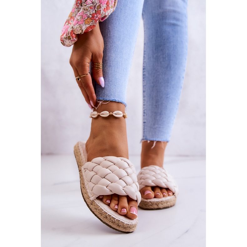 Bőr fonott papucs Big Star JJ274922 Bézs 1 Bőr fonott papucs Big Star JJ274922 Bézs 1