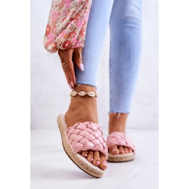 Bőr fonott papucs Big Star JJ274921 Pink rózsaszín 1