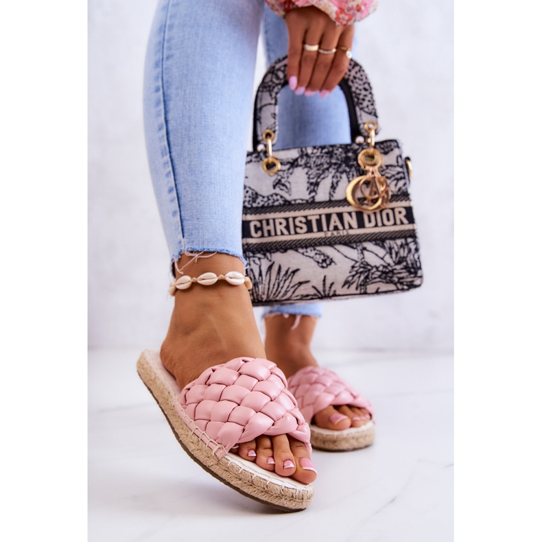 Bőr fonott papucs Big Star JJ274921 Pink rózsaszín 2