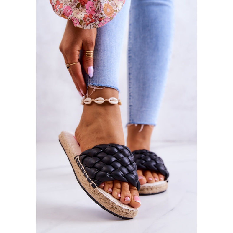 Bőr fonott papucs Big Star JJ274919 fekete 1