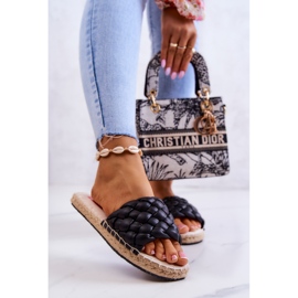 Bőr fonott papucs Big Star JJ274919 fekete 2