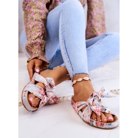 Klasszikus papucs virágokkal Big Star JJ274703 Világosszürke sokszínű 2