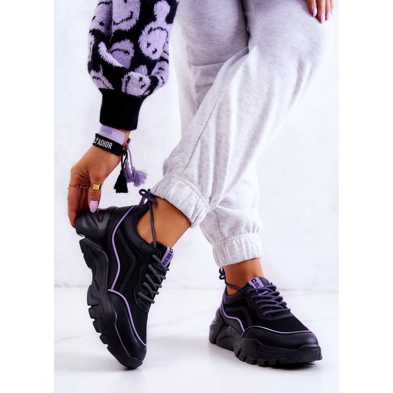 Memory Foam Big Star JJ274786 fekete sportcipő ibolya 2