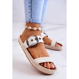 Divatos papucs csattal Big Star JJ274729 fehér 2